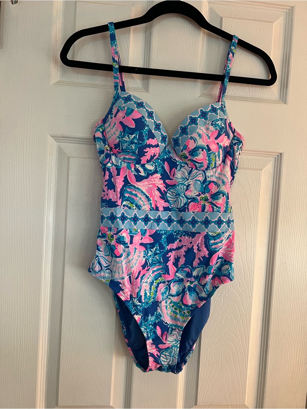 Lilly Pulitzer Blue and Pink Floral One-Piece Swimsuit